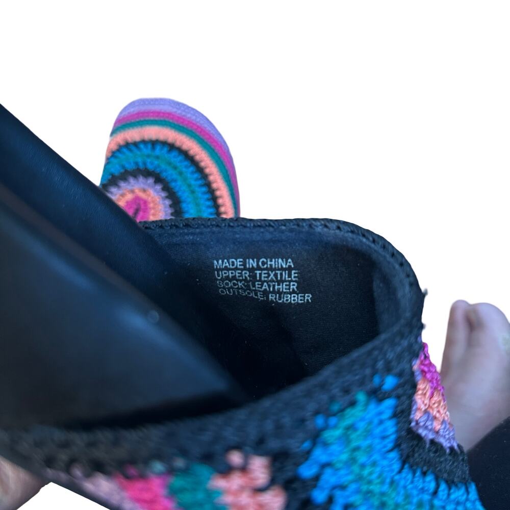 The Sak Bolinas Clog Rainbow Multi Color Hand Crochet Slip On Shoes Granny 8 - Picture 7 of 7